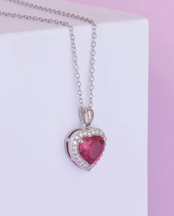 Crystal Flower Long Chain Stylish Pendant Necklace for Women - Pink